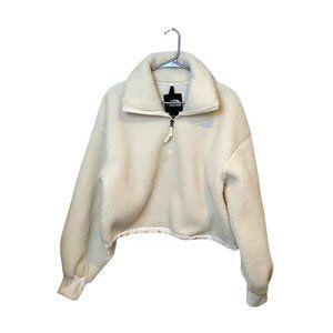 The North Face Platte Sherpa 1/4 Zip Cropped Pullover Size M Ivory Women's